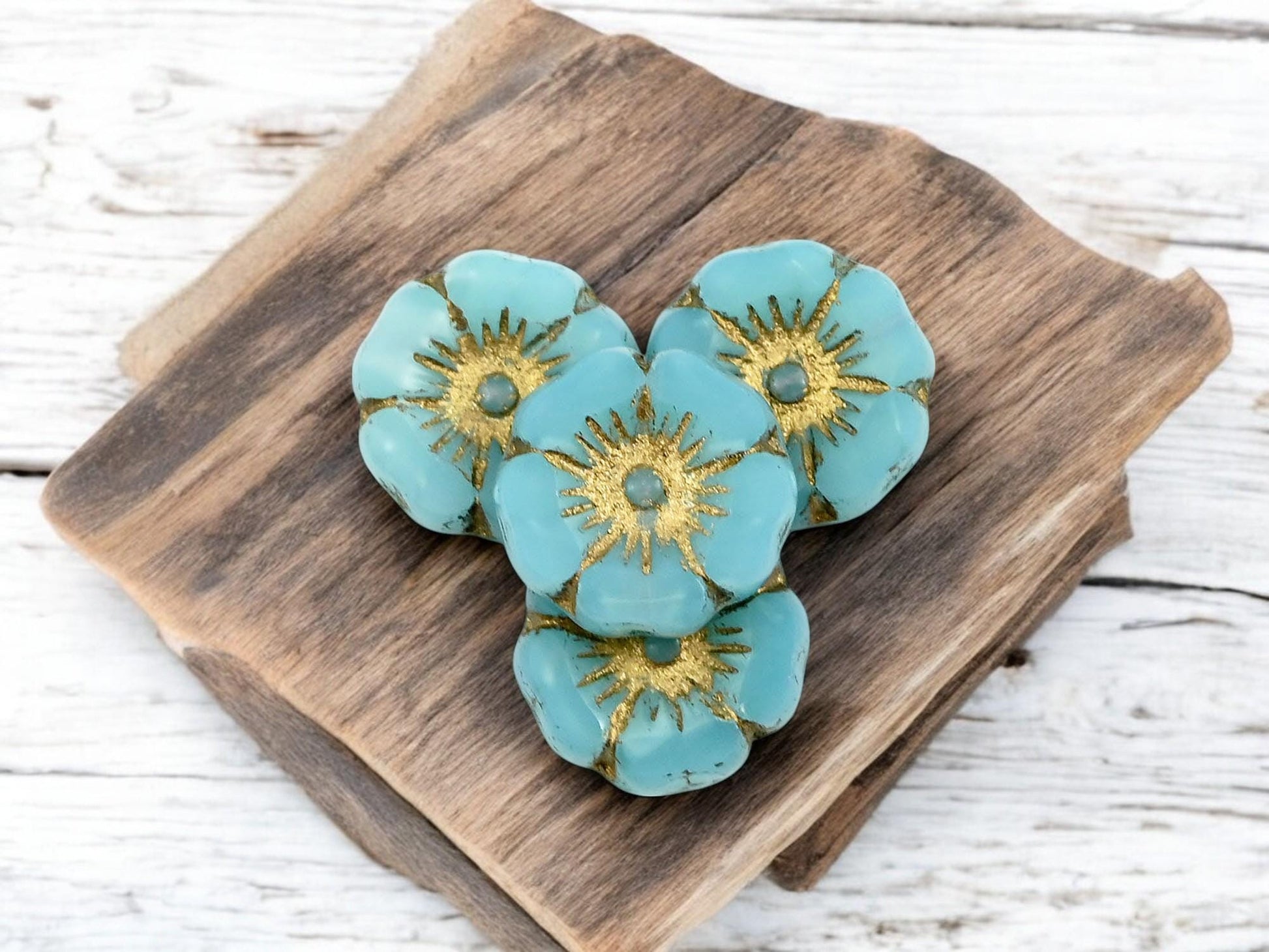 Czech Glass Beads - Hawaiian Flower Beads - Picasso Beads - Czech Glass Flowers - 12mm - 12pcs - (1107)