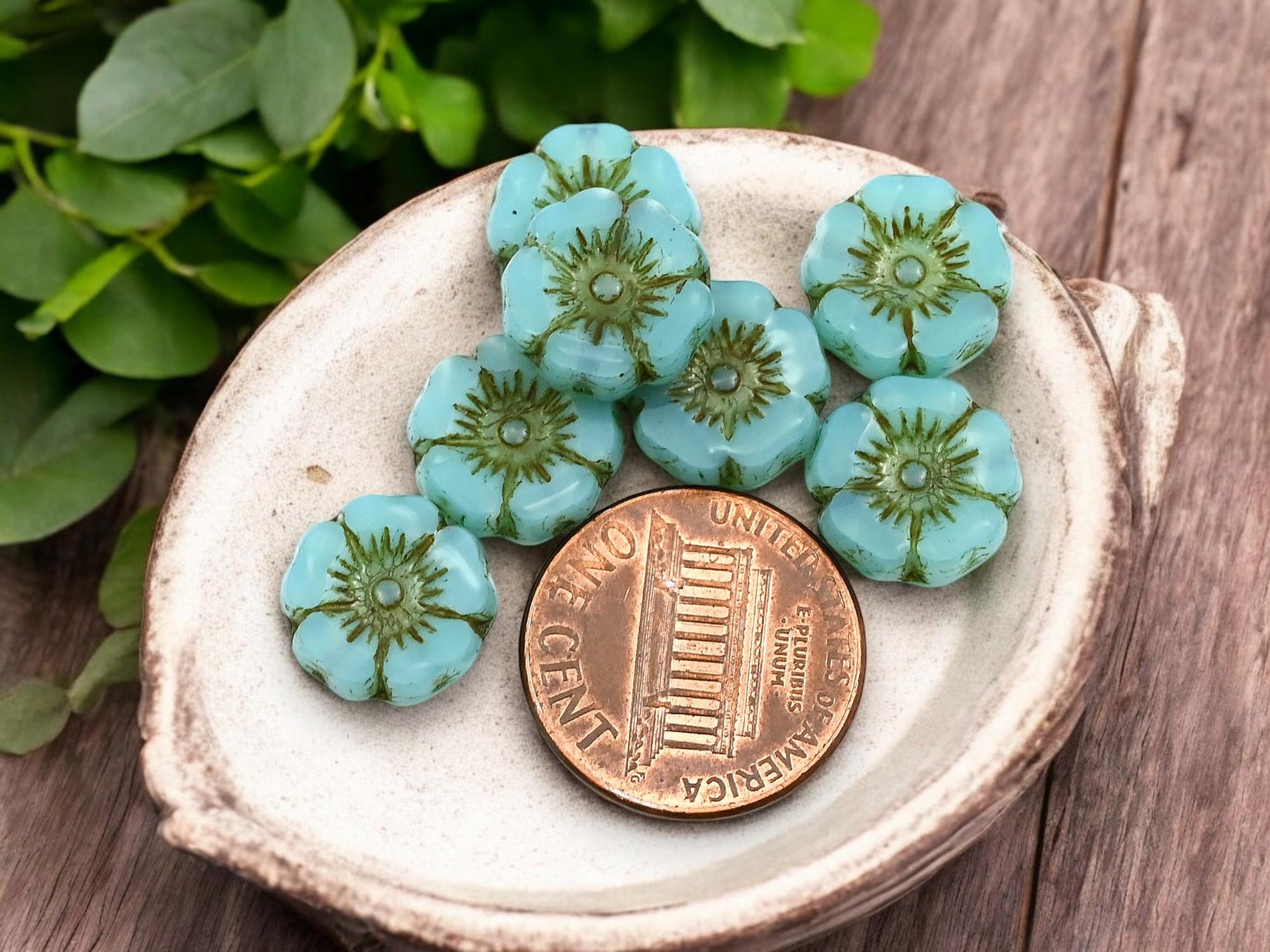 Czech Glass Beads - Hawaiian Flower Beads - Picasso Beads - Czech Glass Flowers - 12mm - 12pcs - (3343)