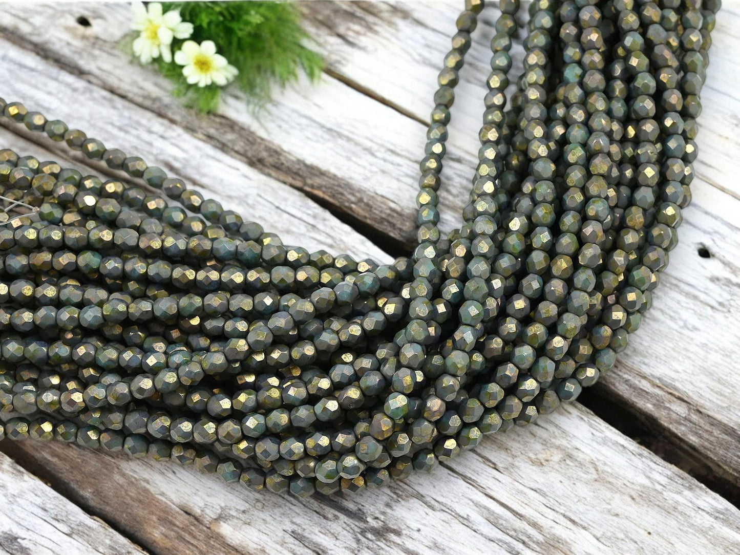 Czech Glass Beads - 4mm Beads - Fire Polished Beads - Picasso Beads - Round Beads - 50pcs - 4mm - (2898)