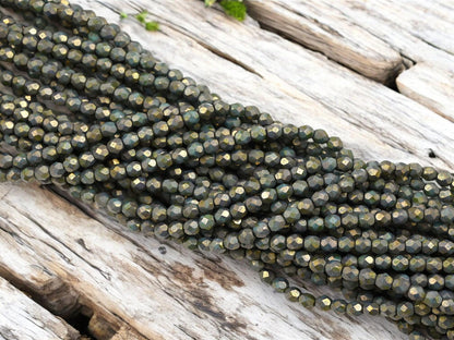 Czech Glass Beads - 4mm Beads - Fire Polished Beads - Picasso Beads - Round Beads - 50pcs - 4mm - (2898)