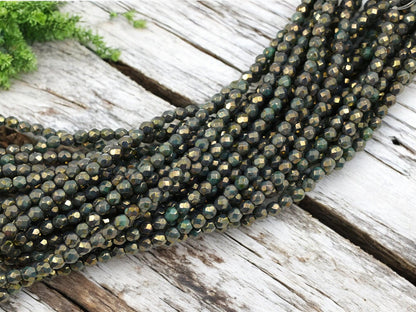 Czech Glass Beads - 4mm Beads - Fire Polished Beads - Picasso Beads - Round Beads - 50pcs - 4mm - (2109)