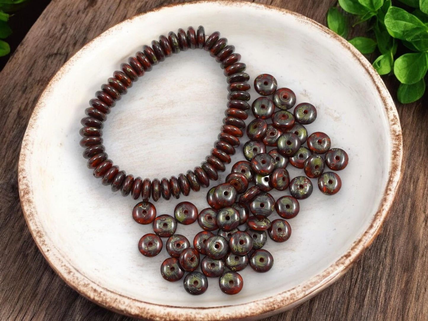 Picasso Beads - Czech Glass Beads - Glass Spacer Bead - Rondelle Beads - 6x2mm - 50pcs - (2024)