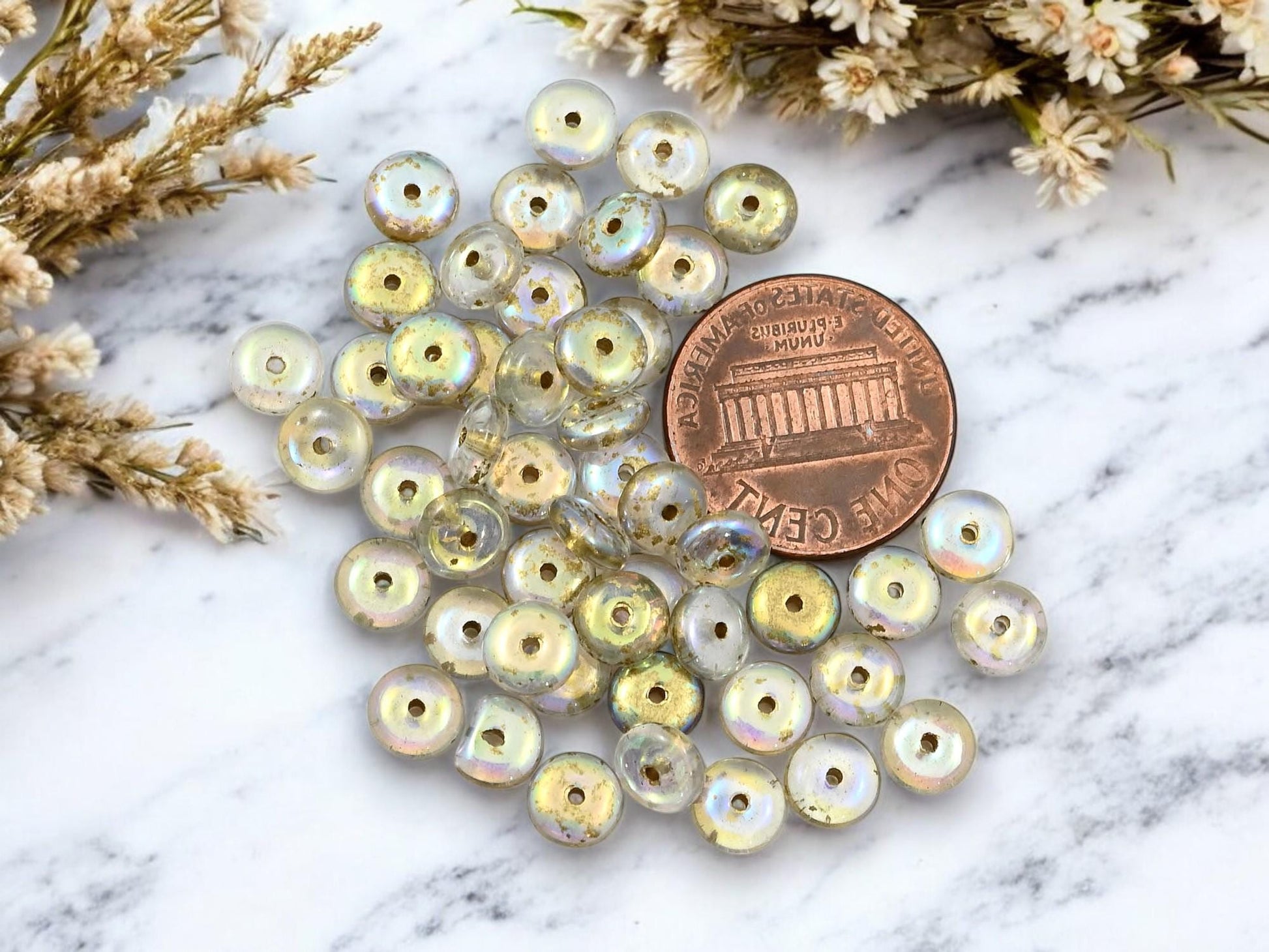 Czech Glass Beads - Glass Spacer Bead - Rondelle Beads - Picasso Beads - 6x2mm - 50pcs - (1834)