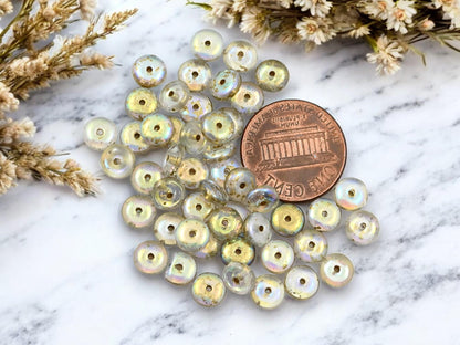 Czech Glass Beads - Glass Spacer Bead - Rondelle Beads - Picasso Beads - 6x2mm - 50pcs - (1834)