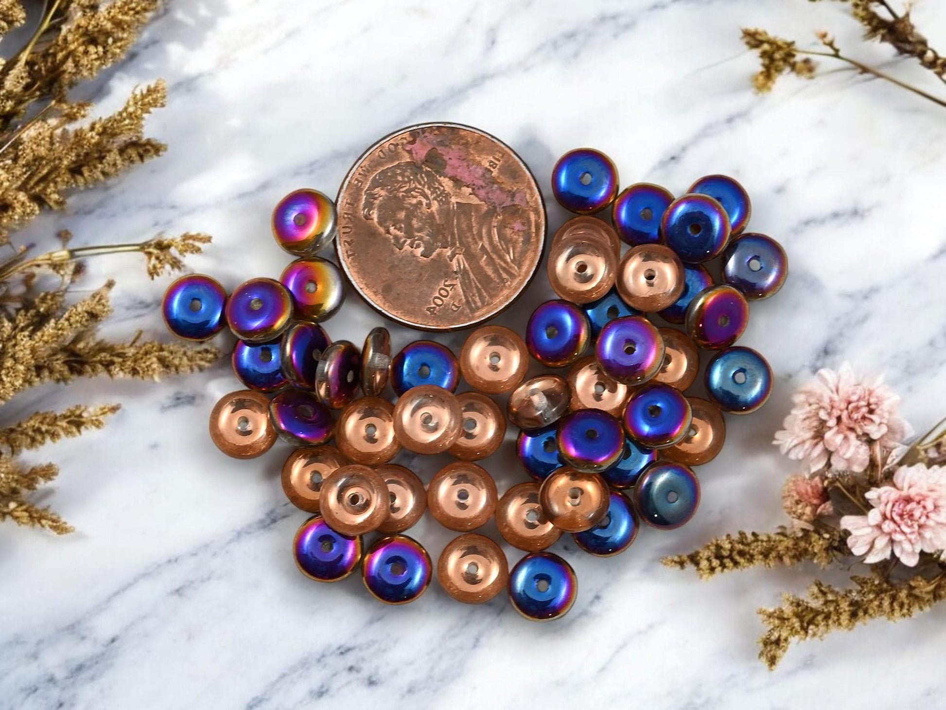 Czech Glass Beads - Glass Spacer Bead - Rondelle Beads - Picasso Beads - 6x2mm - 50pcs - (867)