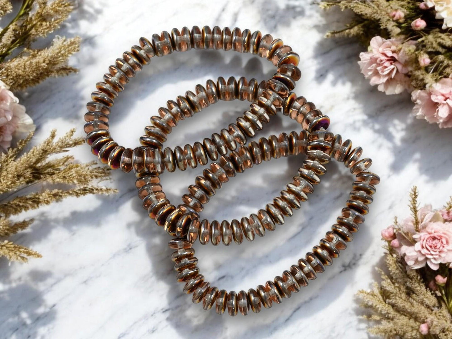 Czech Glass Beads - Glass Spacer Bead - Rondelle Beads - Picasso Beads - 6x2mm - 50pcs - (867)