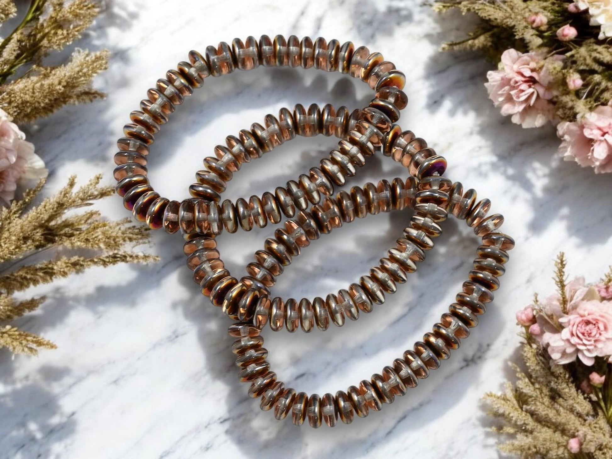 Czech Glass Beads - Glass Spacer Bead - Rondelle Beads - Picasso Beads - 6x2mm - 50pcs - (867)