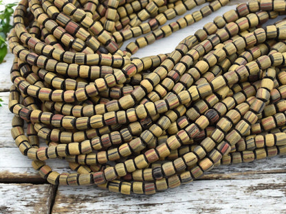 Trade Beads - African Glass Beads - Java Glass Beads - Striped Seed Beads - Gooseberry Beads - 4-7mm - 24" Strand - (6169)