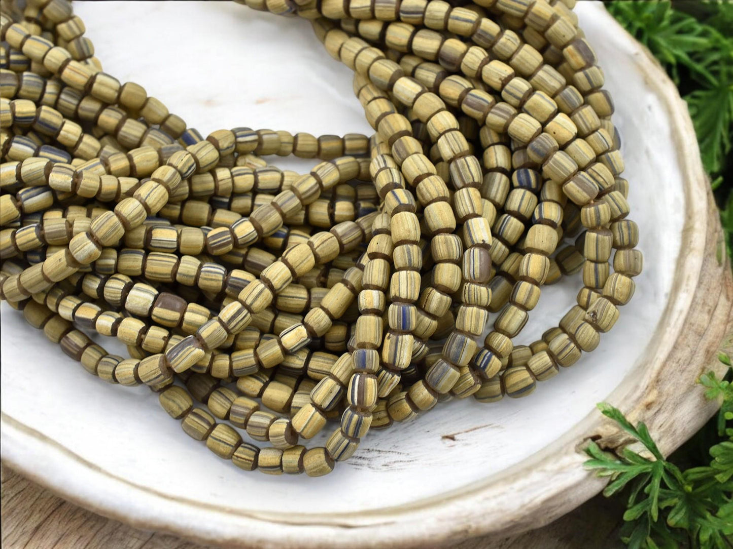 Trade Beads - African Glass Beads - Java Glass Beads - Striped Seed Beads - Gooseberry Beads - 4-7mm - 24" Strand - (A611)