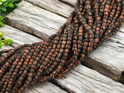 Trade Beads - African Glass Beads - Java Glass Beads - Striped Seed Beads - Gooseberry Beads - 4-7mm - 24" Strand - (936)