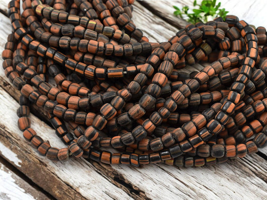 Trade Beads - African Glass Beads - Java Glass Beads - Striped Seed Beads - Gooseberry Beads - 4-7mm - 24" Strand - (936)