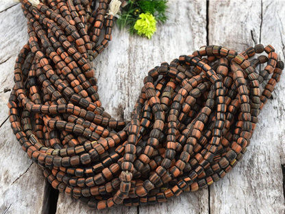 Trade Beads - African Glass Beads - Java Glass Beads - Striped Seed Beads - Gooseberry Beads - 4-7mm - 24" Strand - (936)