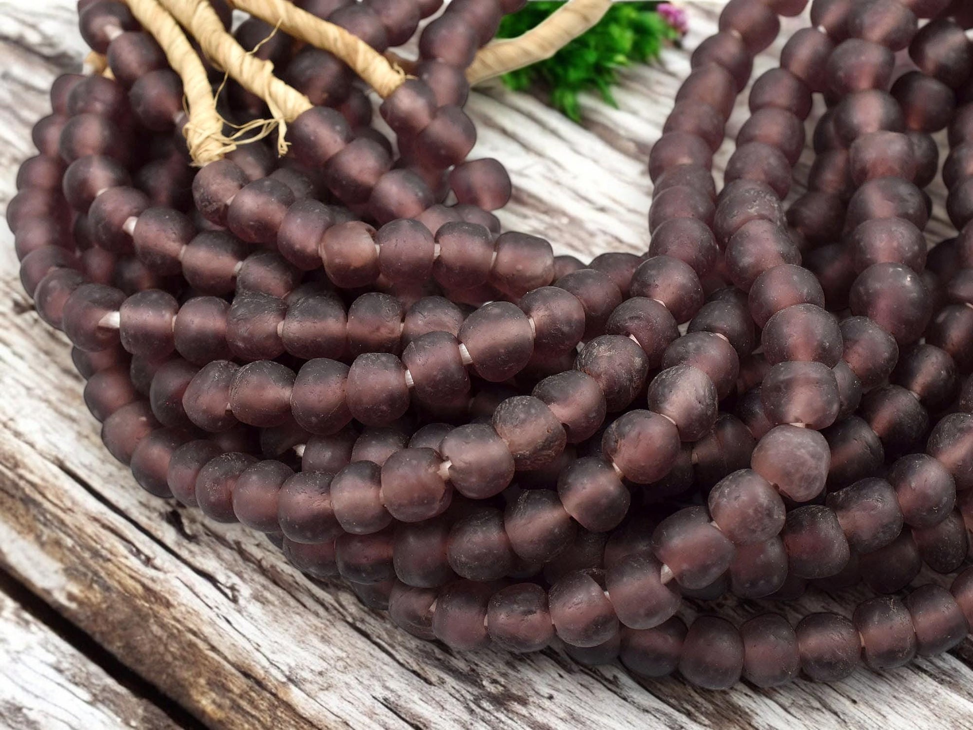 African Glass Beads -Fair Trade Beads - Ghana Beads - Recycled Glass Beads - Approx 8-10mm - 20" Strand - (J60)