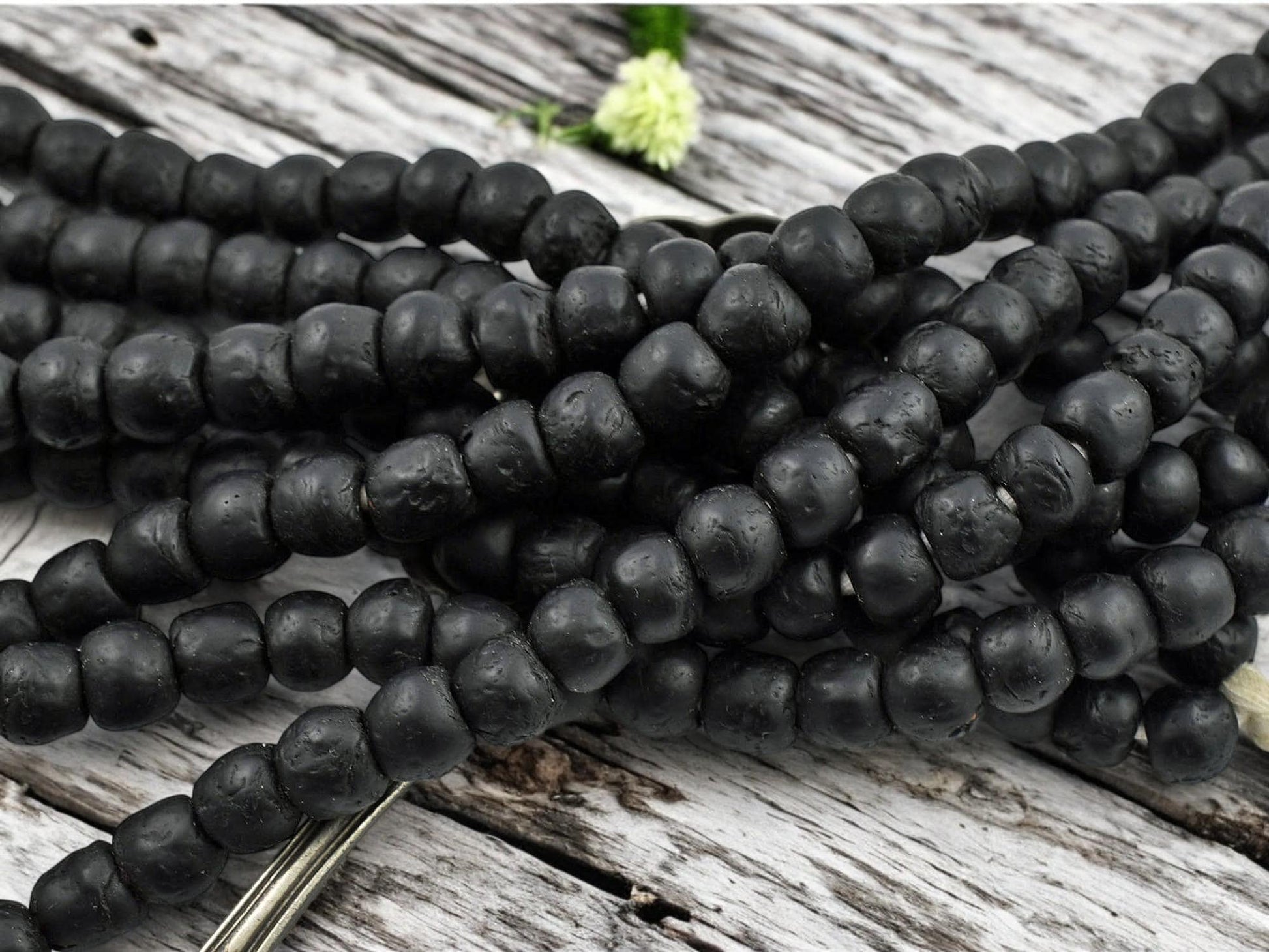 Recycled Glass Beads - African Glass Beads - Fair Trade Beads - Ghana Beads - Approx 9-10mm - 19" Strand - (J63)