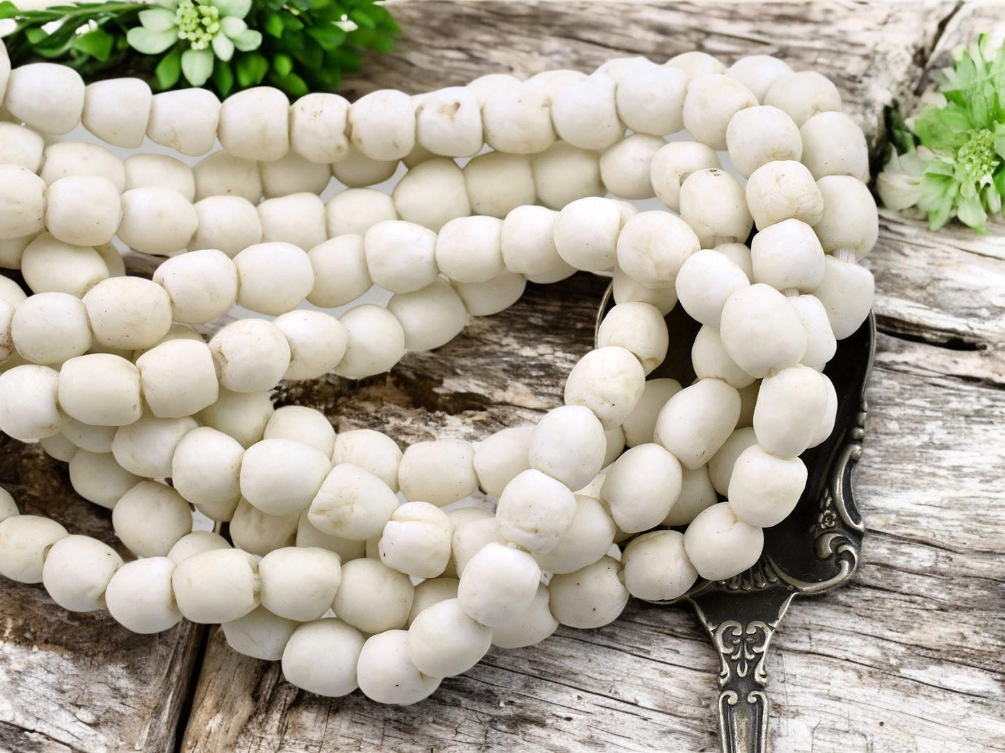 Recycled Glass Beads - African Glass Beads - Fair Trade Beads - Ghana Beads - Approx 8-9mm - 20" Strand - (J64)