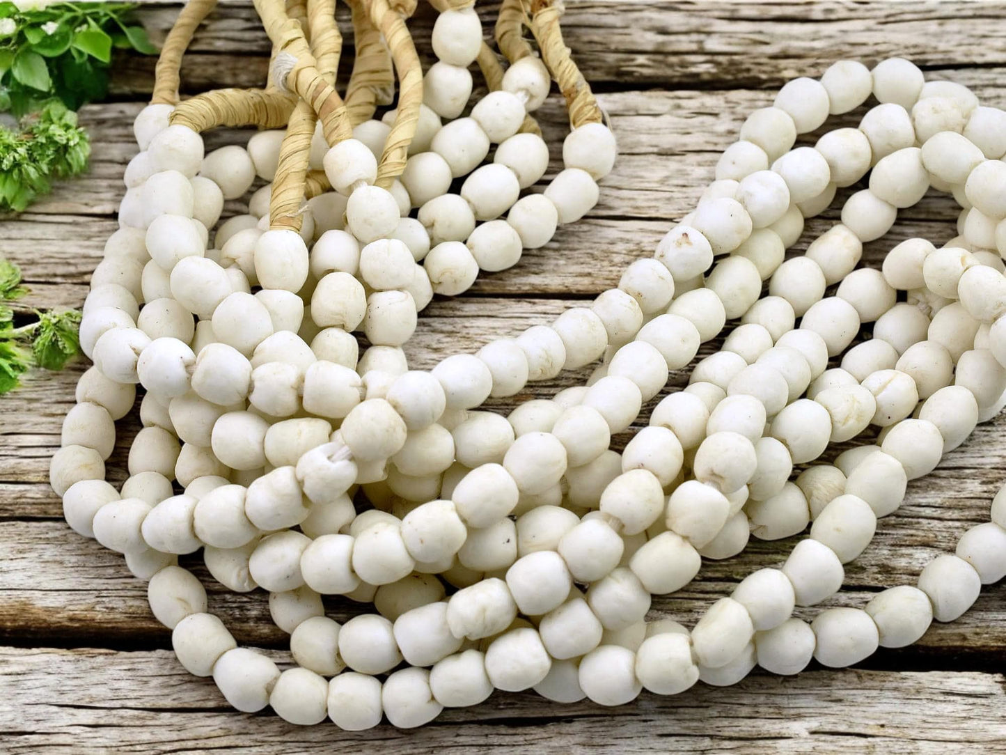 Recycled Glass Beads - African Glass Beads - Fair Trade Beads - Ghana Beads - Approx 8-9mm - 20" Strand - (J64)