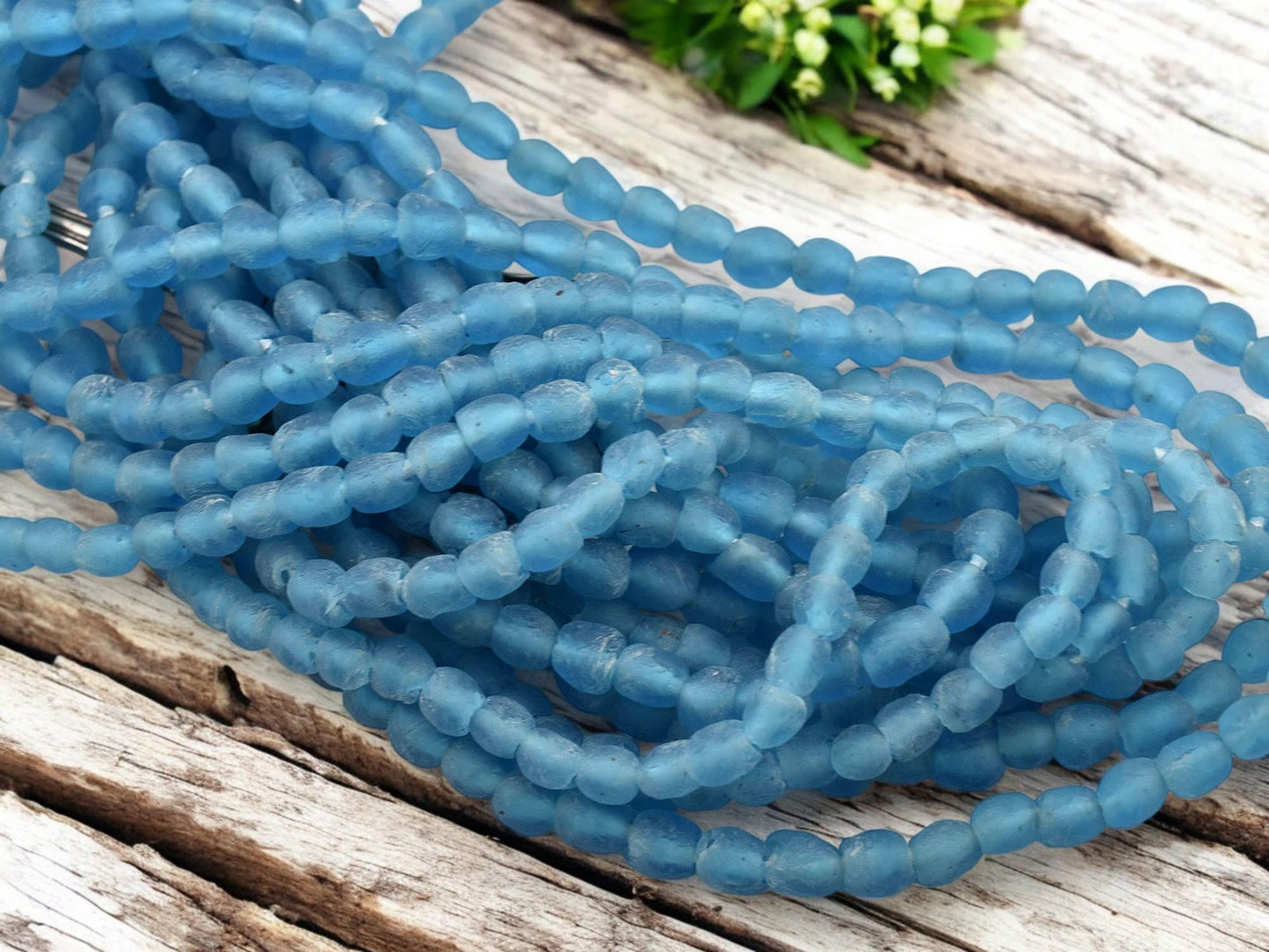 Fair Trade Beads - Ghana Beads - Recycled Glass Beads - African Glass Beads - Approx 6-7mm - 19" Strand - (J65)