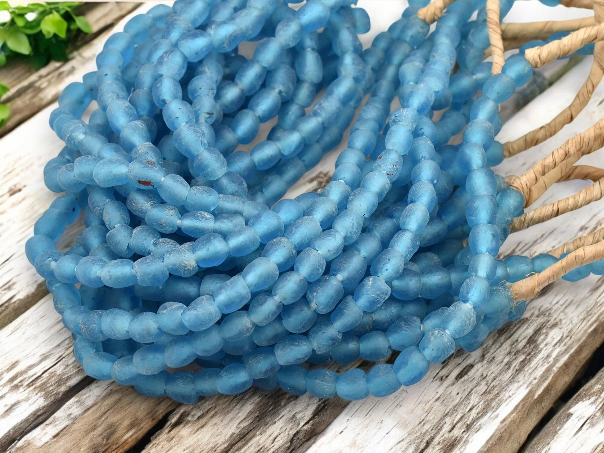 Fair Trade Beads - Ghana Beads - Recycled Glass Beads - African Glass Beads - Approx 6-7mm - 19" Strand - (J65)