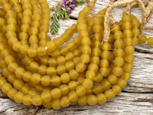 Recycled Glass Beads - African Glass Beads -Fair Trade Beads - Ghana Beads - Approx 9-10mm - 20" Strand - (J66)
