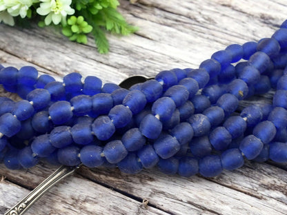 Fair Trade Beads - Ghana Beads - Recycled Glass Beads - African Glass Beads - Approx 9-10mm - 20" Strand - (J68)