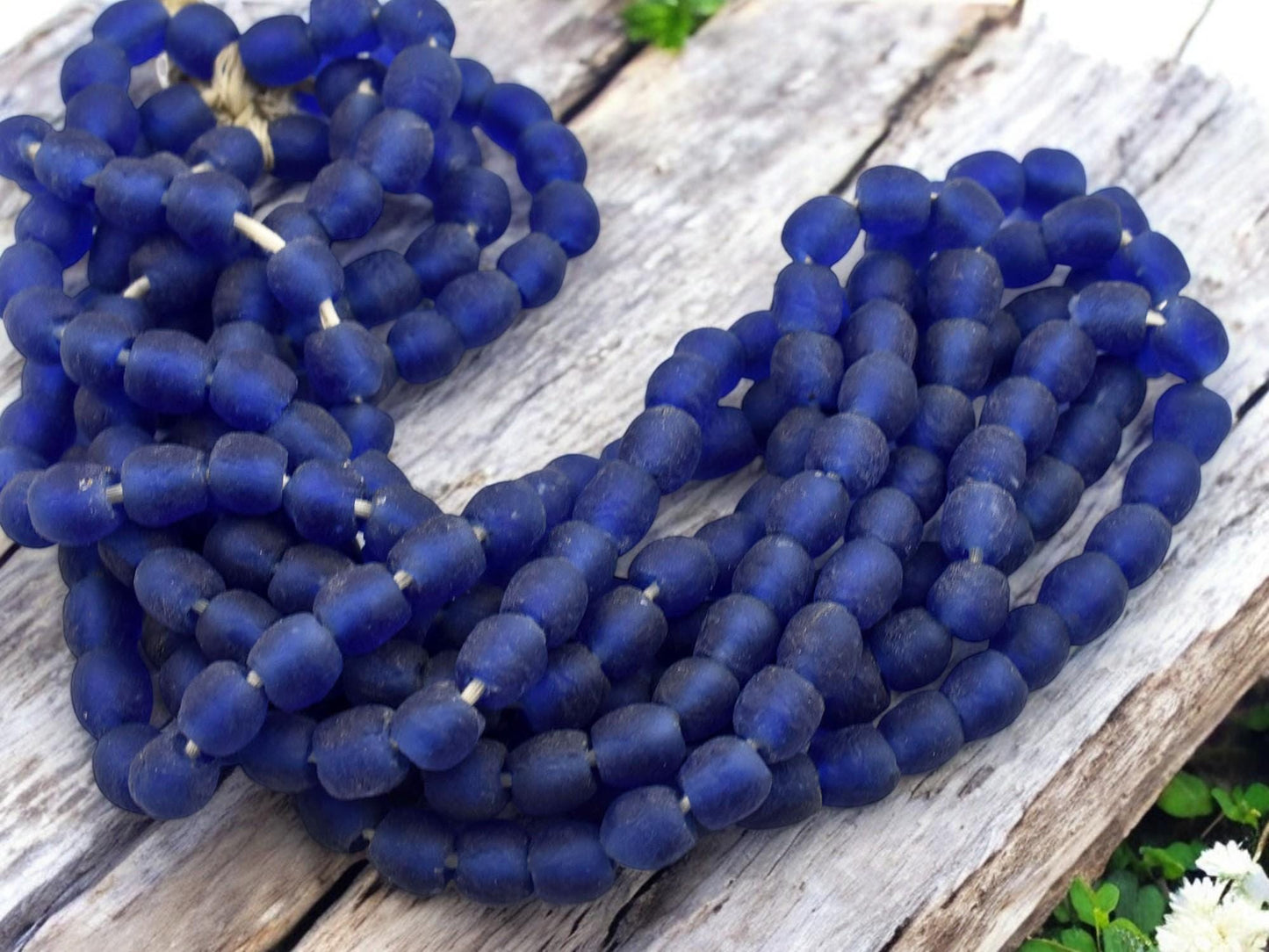 Fair Trade Beads - Ghana Beads - Recycled Glass Beads - African Glass Beads - Approx 9-10mm - 20" Strand - (J68)