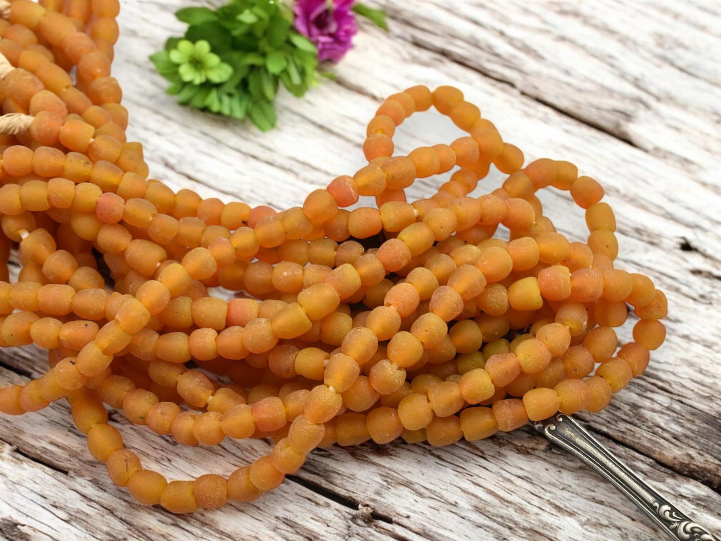 Recycled Glass Beads - African Glass Beads -Fair Trade Beads - Ghana Beads - Approx 6-4mm - 19" Strand - (J62)