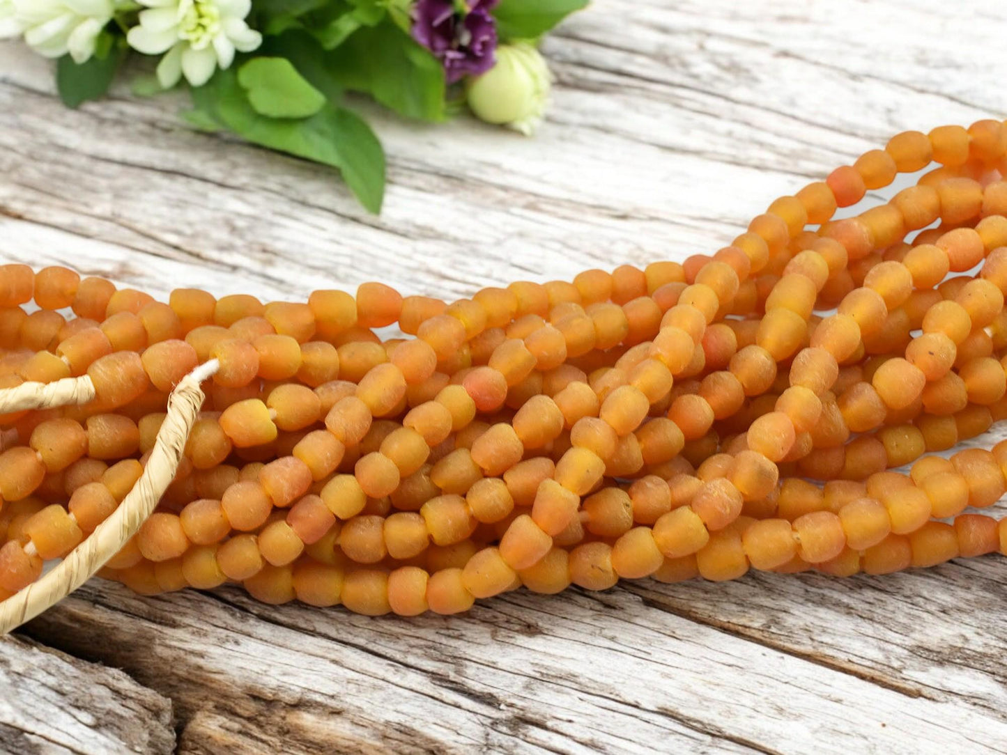 Recycled Glass Beads - African Glass Beads -Fair Trade Beads - Ghana Beads - Approx 6-4mm - 19" Strand - (J62)