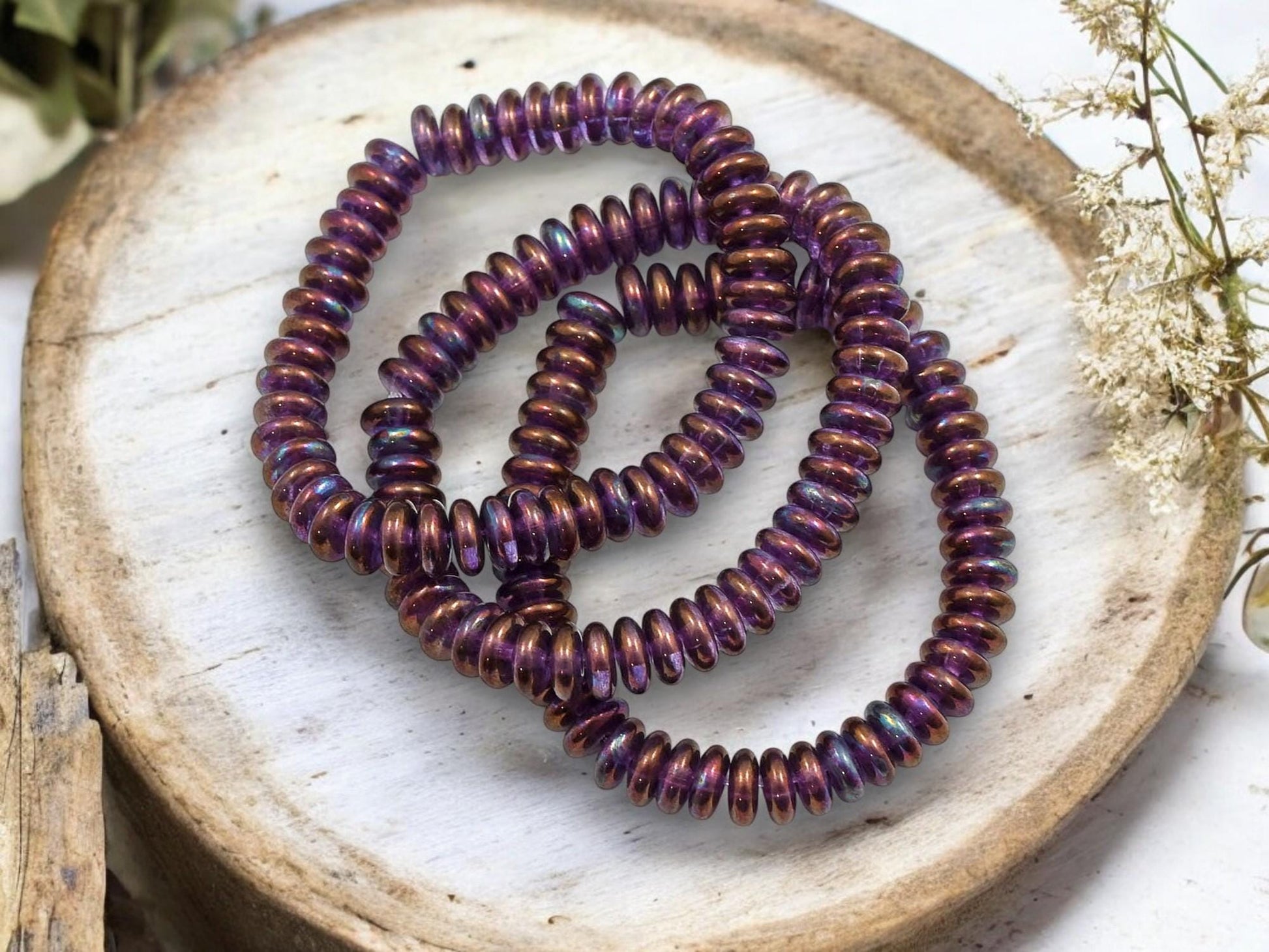 Rondelle Spacer - Czech Glass Beads - Glass Spacer Bead - Rondelle Beads - Picasso Beads - 6x2mm - 50pcs - (2802)