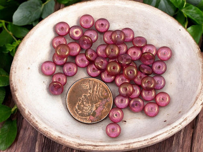 Rondelle Spacer - Czech Glass Beads - Glass Spacer Bead - Rondelle Beads - Picasso Beads - 6x2mm - 50pcs - (606)