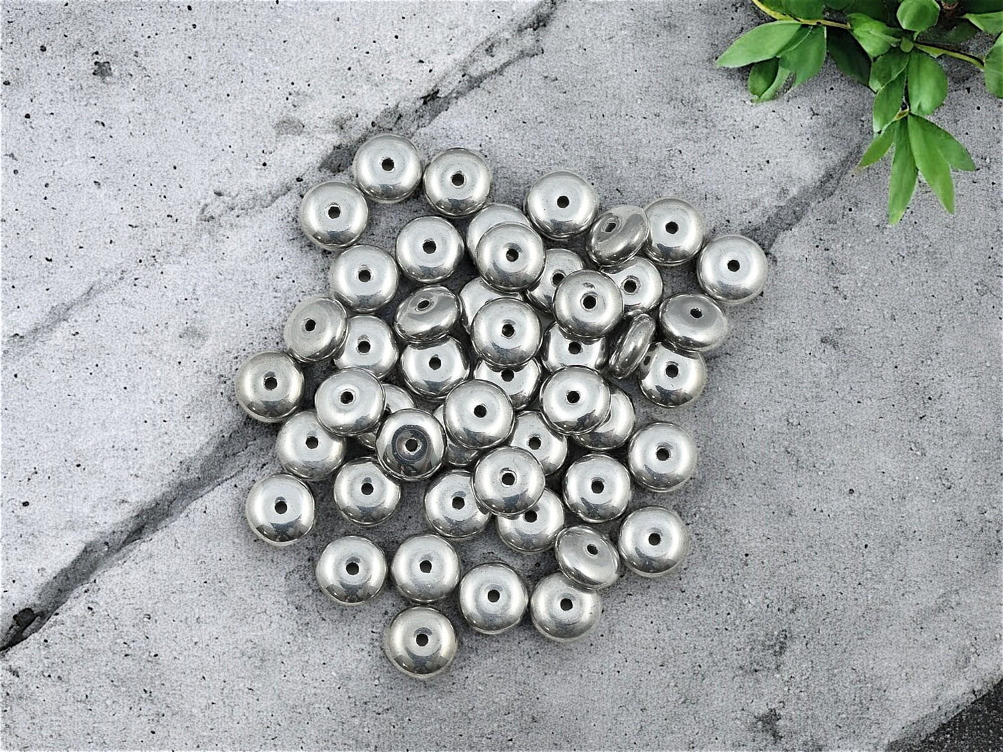 Rondelle Spacer - Czech Glass Beads - Silver Spacer Bead - Silver Spacers - Rondelle Beads - 6x2mm - 50pcs - (3652)