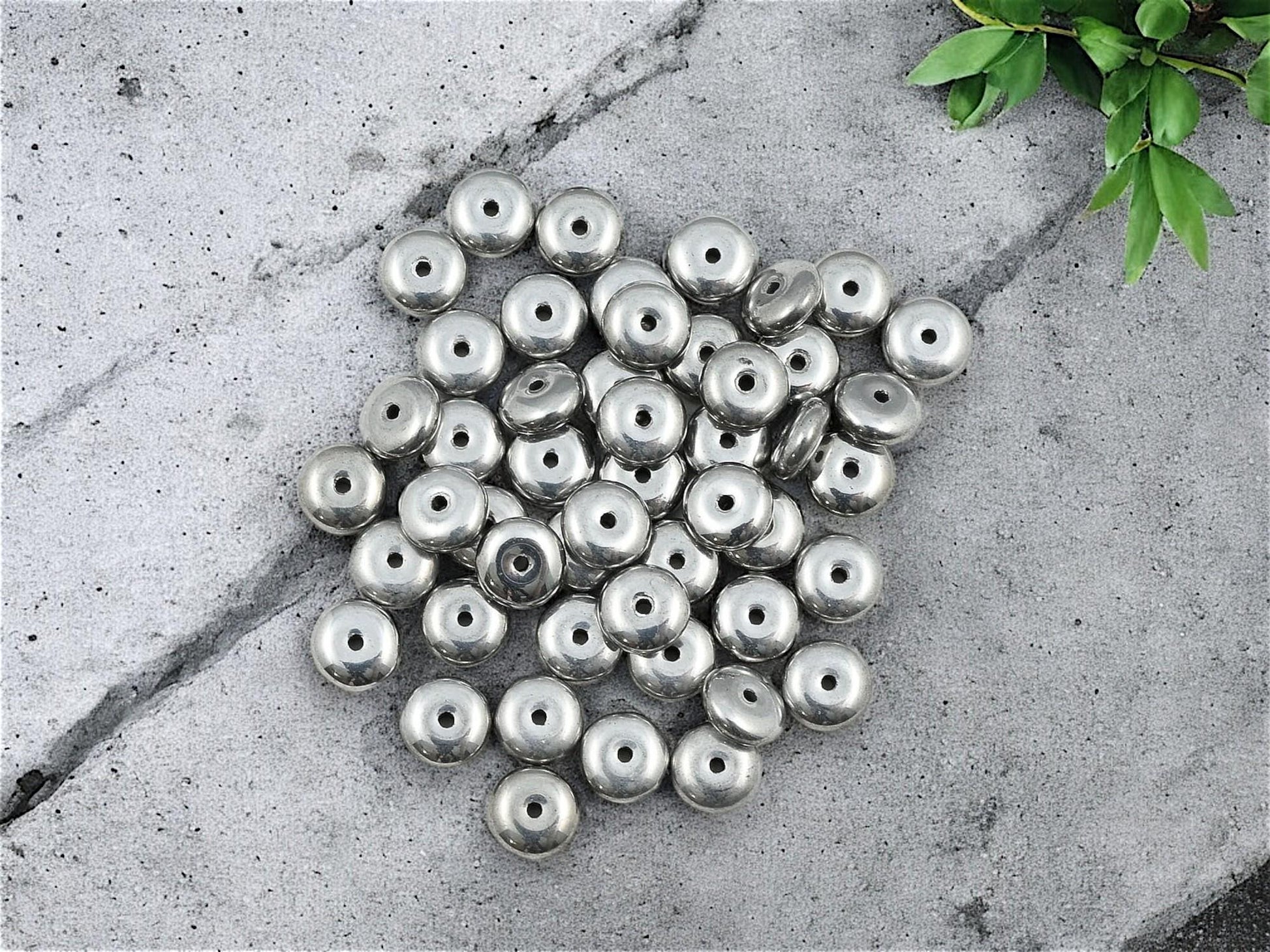 Rondelle Spacer - Czech Glass Beads - Silver Spacer Bead - Silver Spacers - Rondelle Beads - 6x2mm - 50pcs - (3652)