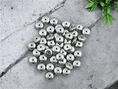 Rondelle Spacer - Czech Glass Beads - Silver Spacer Bead - Silver Spacers - Rondelle Beads - 6x2mm - 50pcs - (3652)
