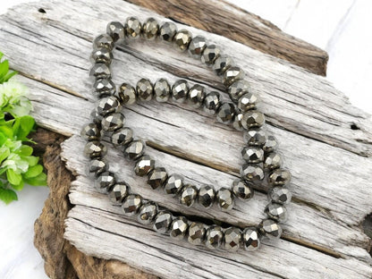 Czech Glass Beads - Rondelle Beads - Silver Spacers - Antique Silver Beads - 3x5mm Rondelle Beads - 30pcs - (6186)