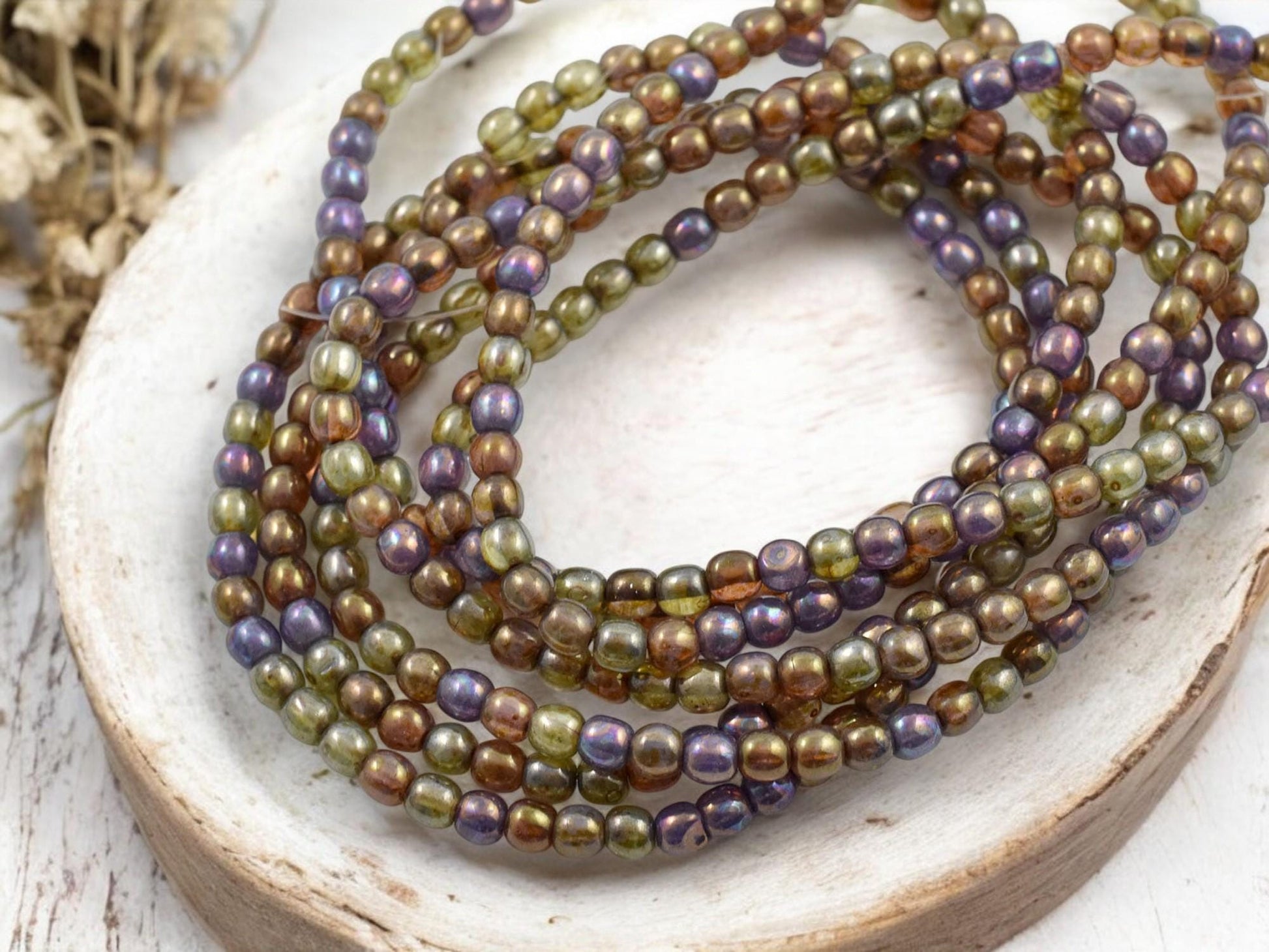 4mm Beads - Czech Glass Beads - Picasso Beads - Round Beads - Druk Beads - 50pcs - (869)