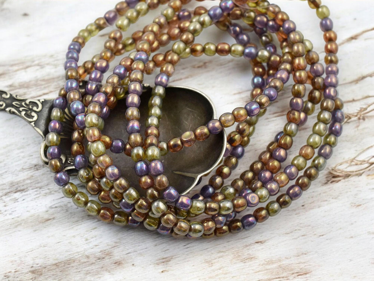 4mm Beads - Czech Glass Beads - Picasso Beads - Round Beads - Druk Beads - 50pcs - (869)