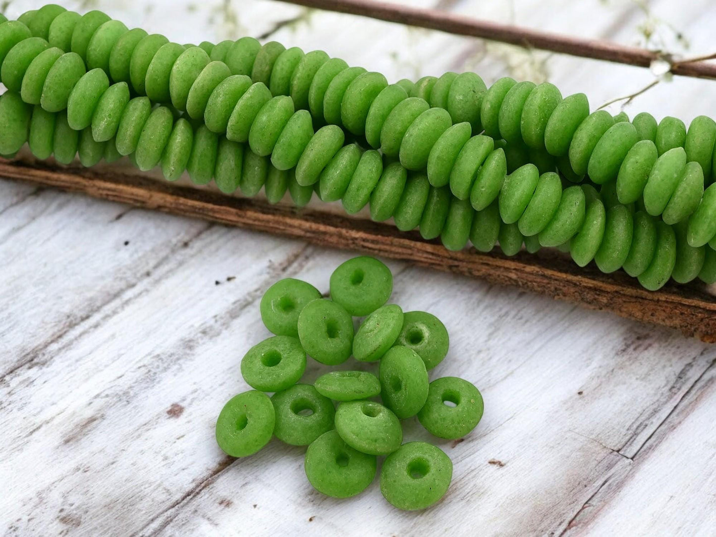 African Glass Beads - Recycled Glass Beads - Ashanti Glass - Heishi Beads - 13-15mm