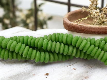 African Glass Beads - Recycled Glass Beads - Ashanti Glass - Heishi Beads - 13-15mm