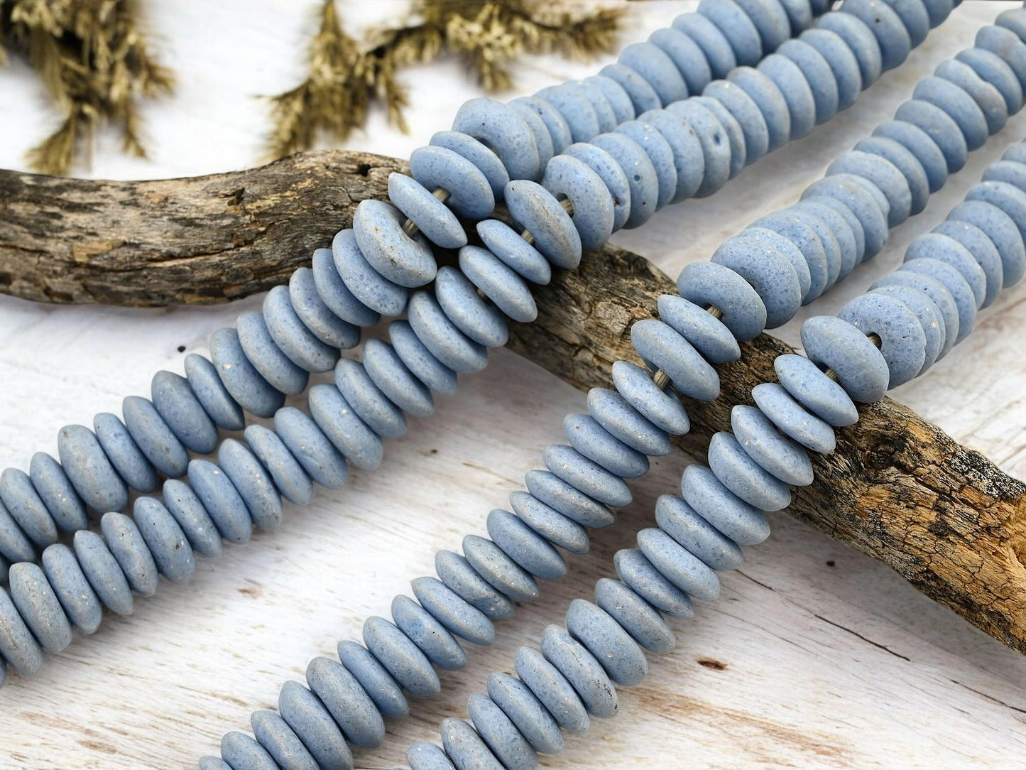 Recycled Glass Beads - Powder Glass Beads - African Glass Beads - Ashanti Glass - Heishi Beads - 13-15mm