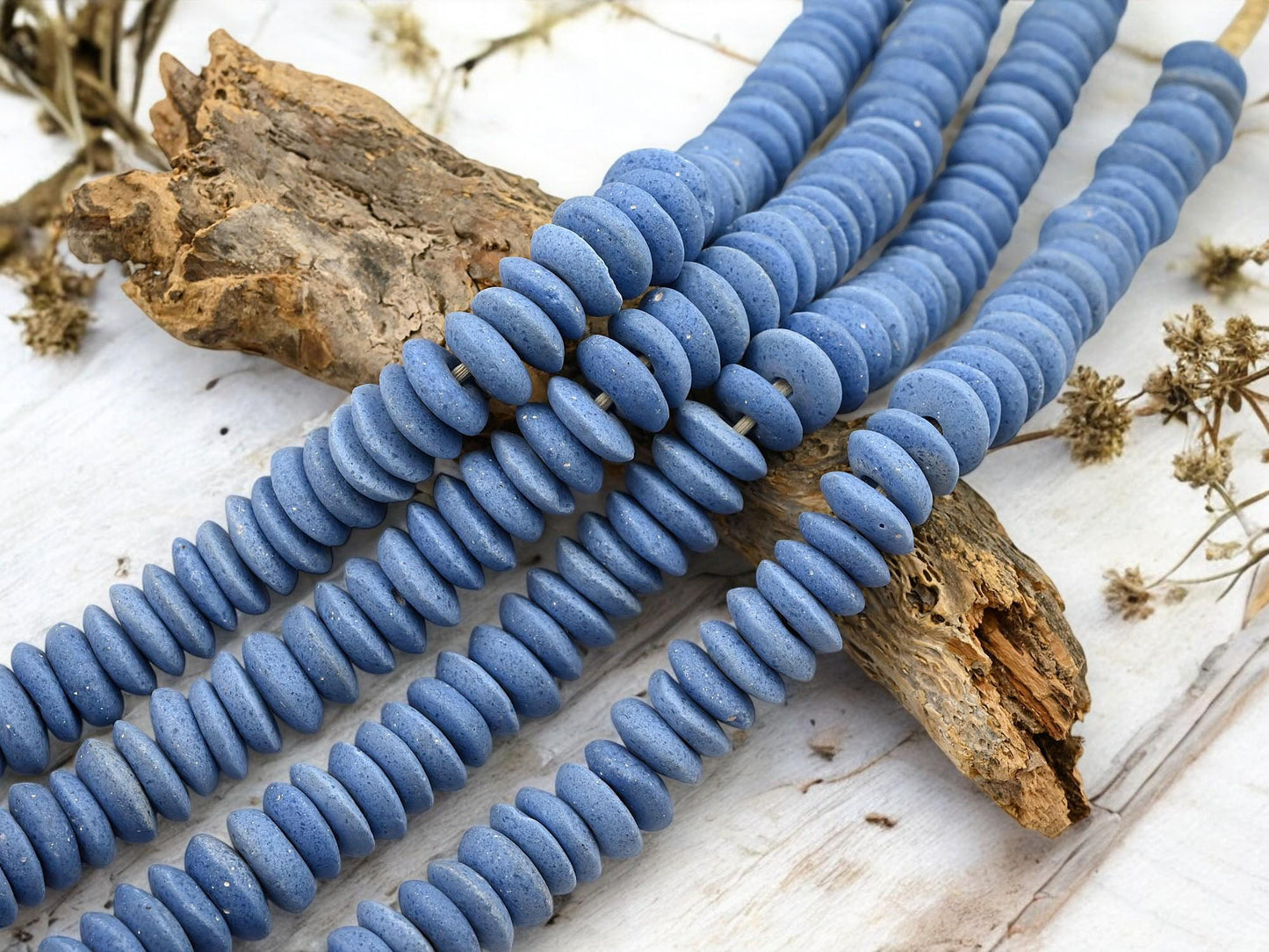 Recycled Glass Beads - Powder Glass Beads - African Glass Beads - Ashanti Glass - Heishi Beads - 13-15mm