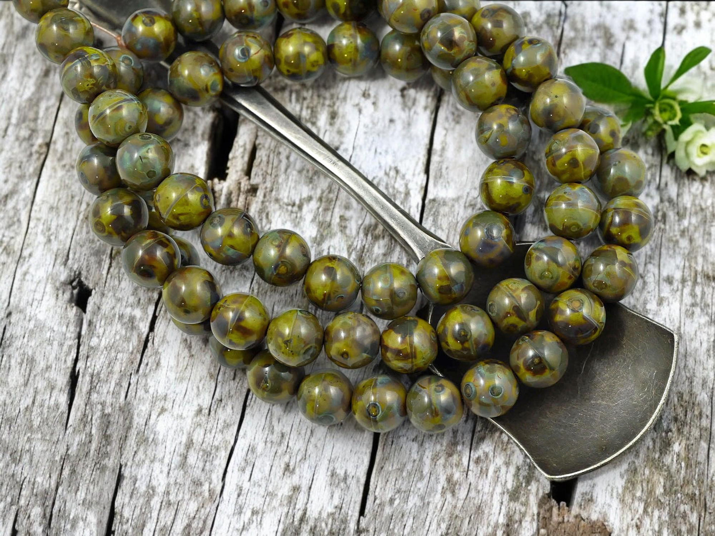 Picasso Beads - Czech Glass Beads - Round Beads - Druks - 8mm Beads - 25pcs - (5963)