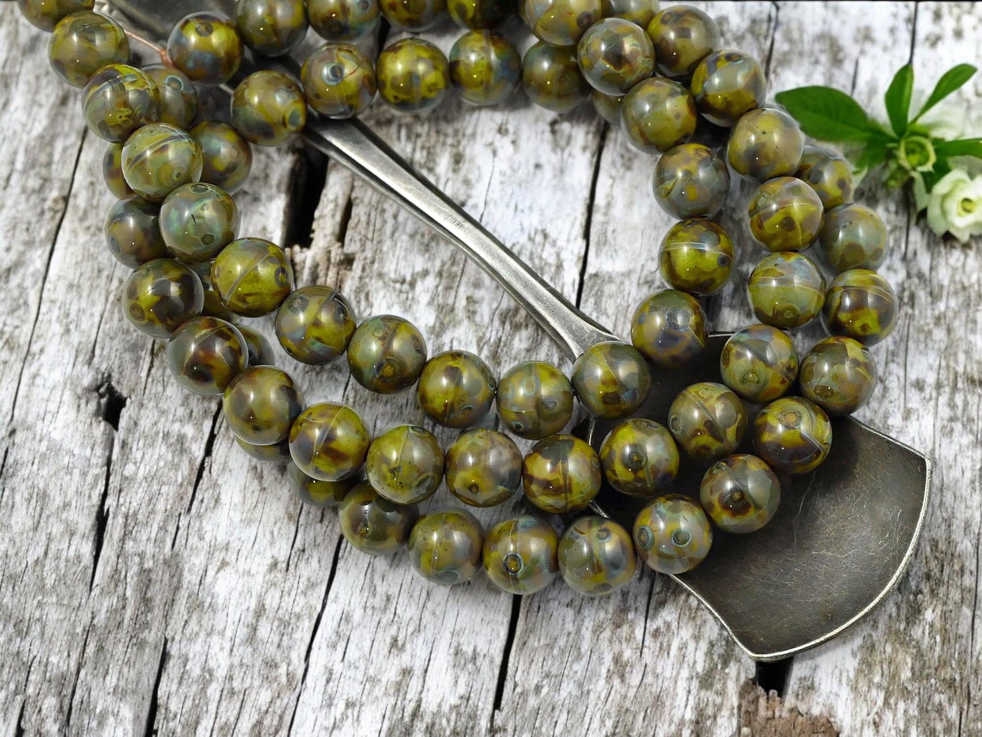 Picasso Beads - Czech Glass Beads - Round Beads - Druks - 8mm Beads - 25pcs - (5963)