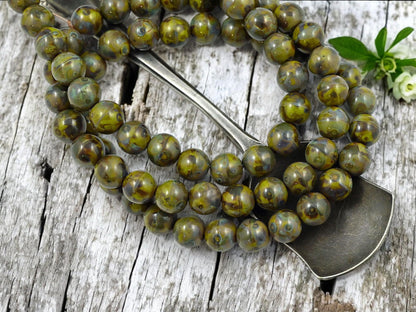 Picasso Beads - Czech Glass Beads - Round Beads - Druks - 8mm Beads - 25pcs - (5963)