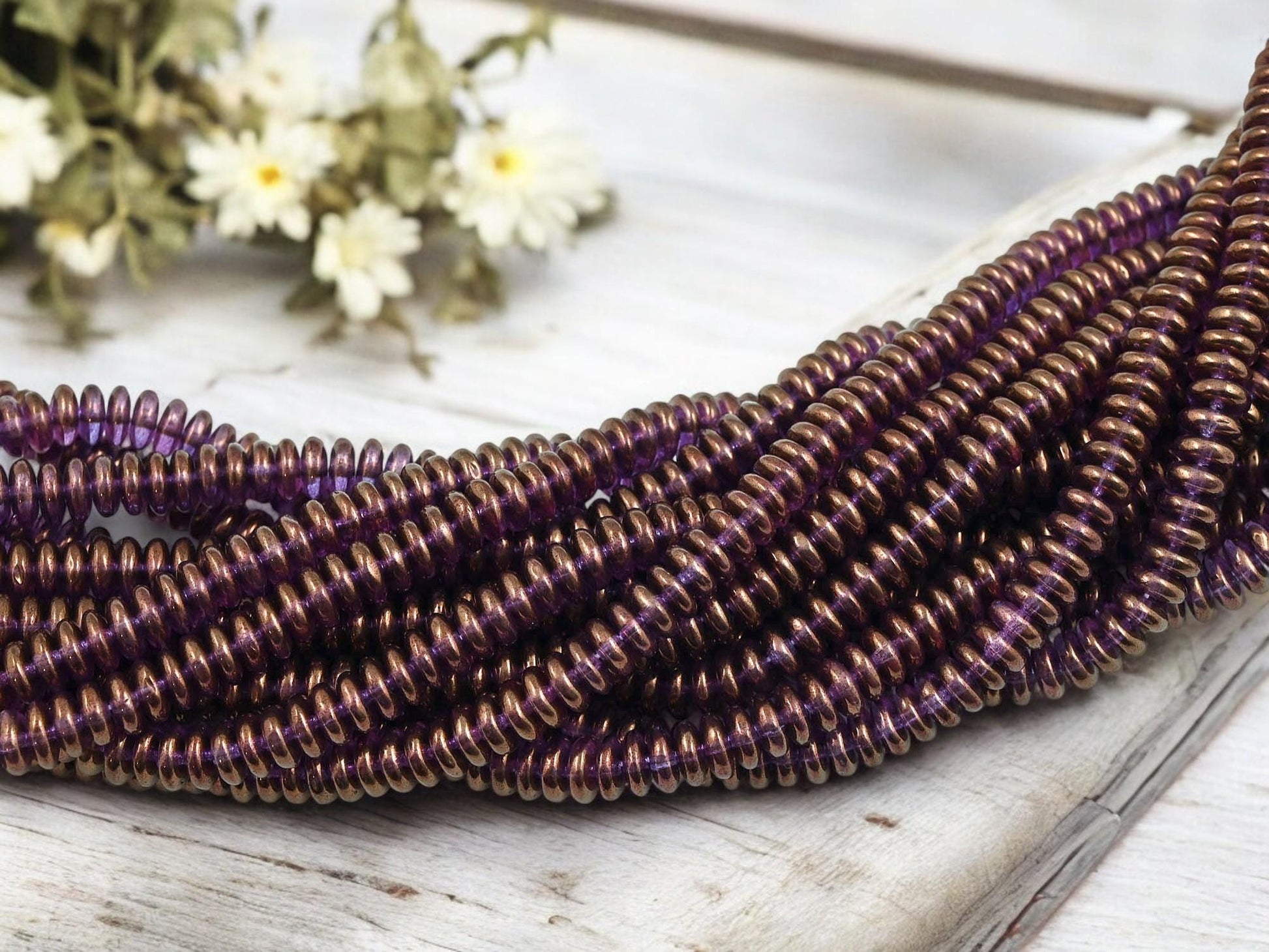 Czech Glass Beads - Glass Spacer Beads - Rondelle Beads - Picasso Beads - 6x2mm - 100pcs (236)