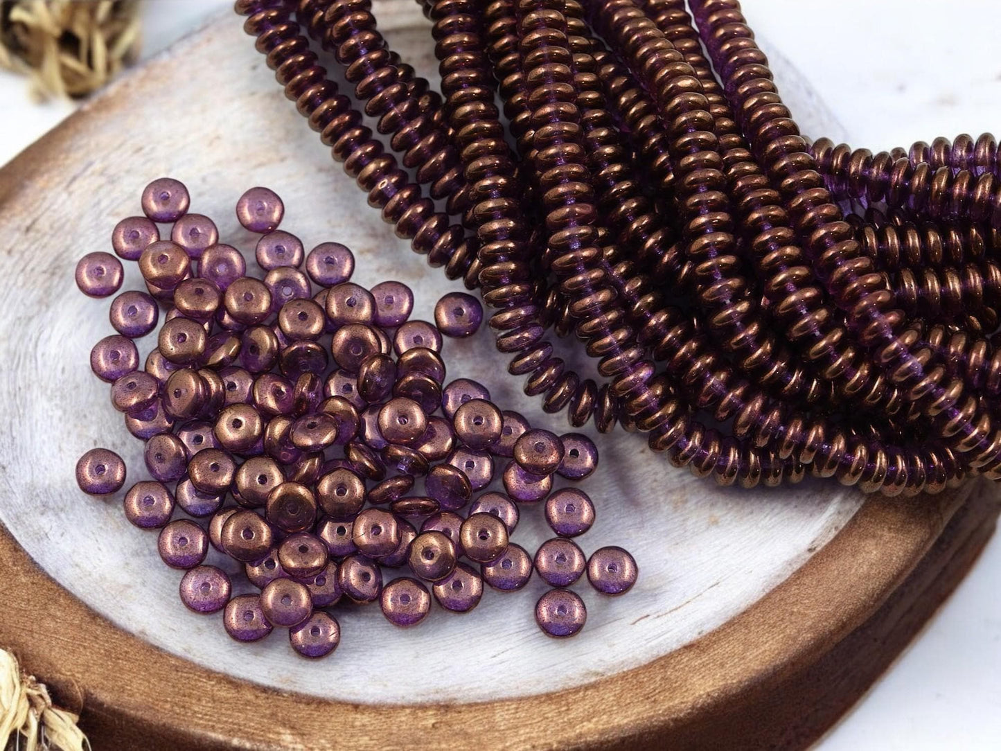 Czech Glass Beads - Glass Spacer Beads - Rondelle Beads - Picasso Beads - 6x2mm - 100pcs (236)