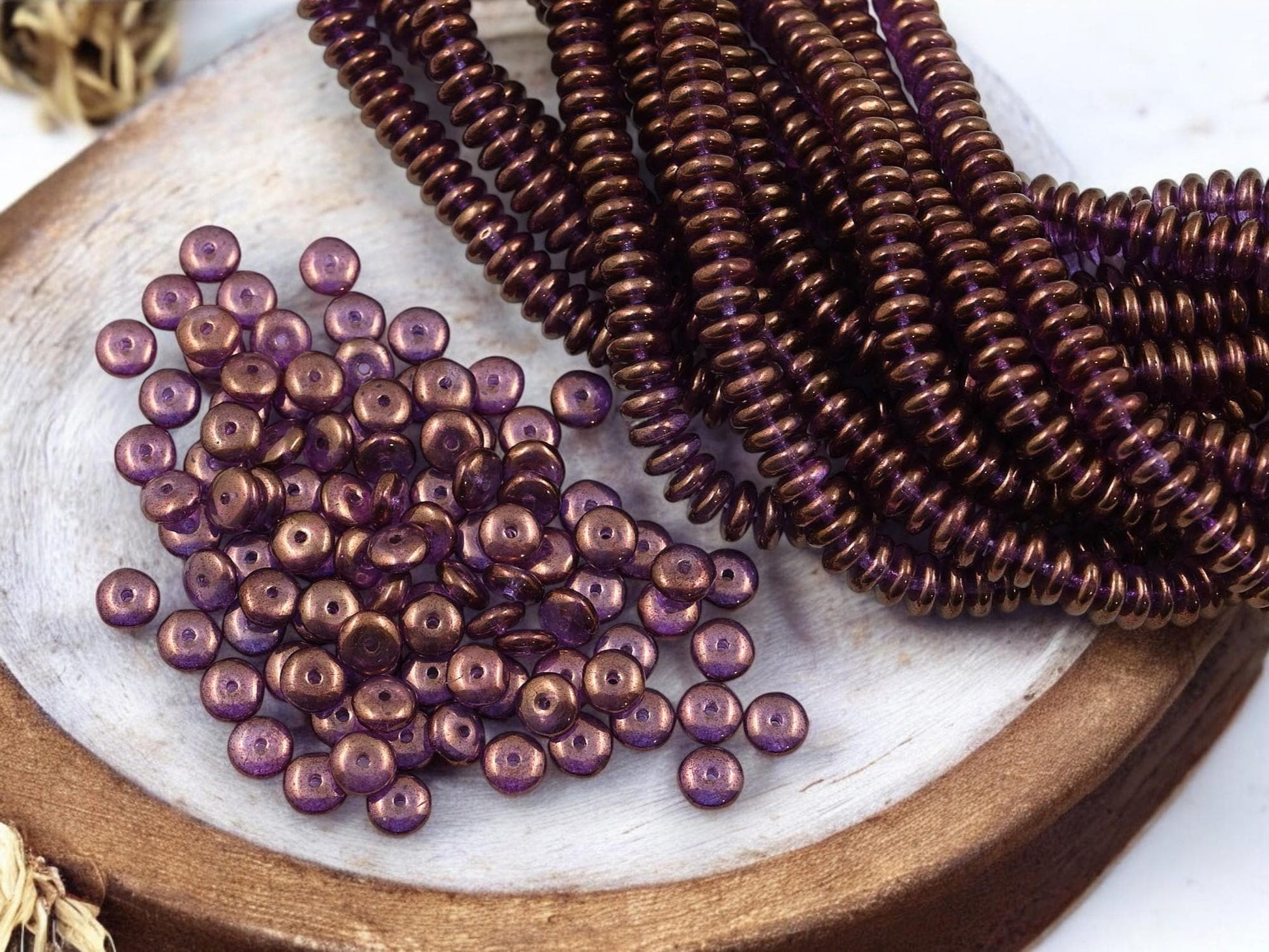 Czech Glass Beads - Glass Spacer Beads - Rondelle Beads - Picasso Beads - 6x2mm - 100pcs (236)