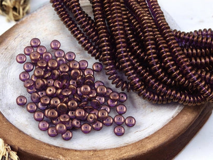 Czech Glass Beads - Glass Spacer Beads - Rondelle Beads - Picasso Beads - 6x2mm - 100pcs (236)