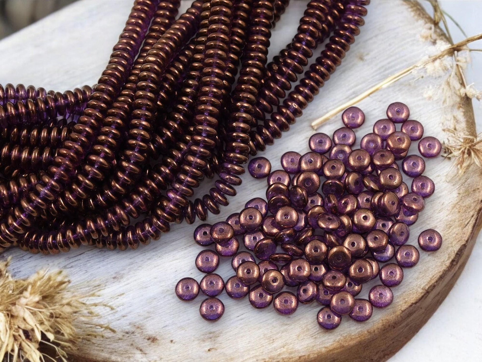 Czech Glass Beads - Glass Spacer Beads - Rondelle Beads - Picasso Beads - 6x2mm - 100pcs (236)