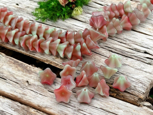 Czech Glass Beads - Bell Flower Beads - Czech Flower Beads - 8x13mm - 25pcs - (B545)