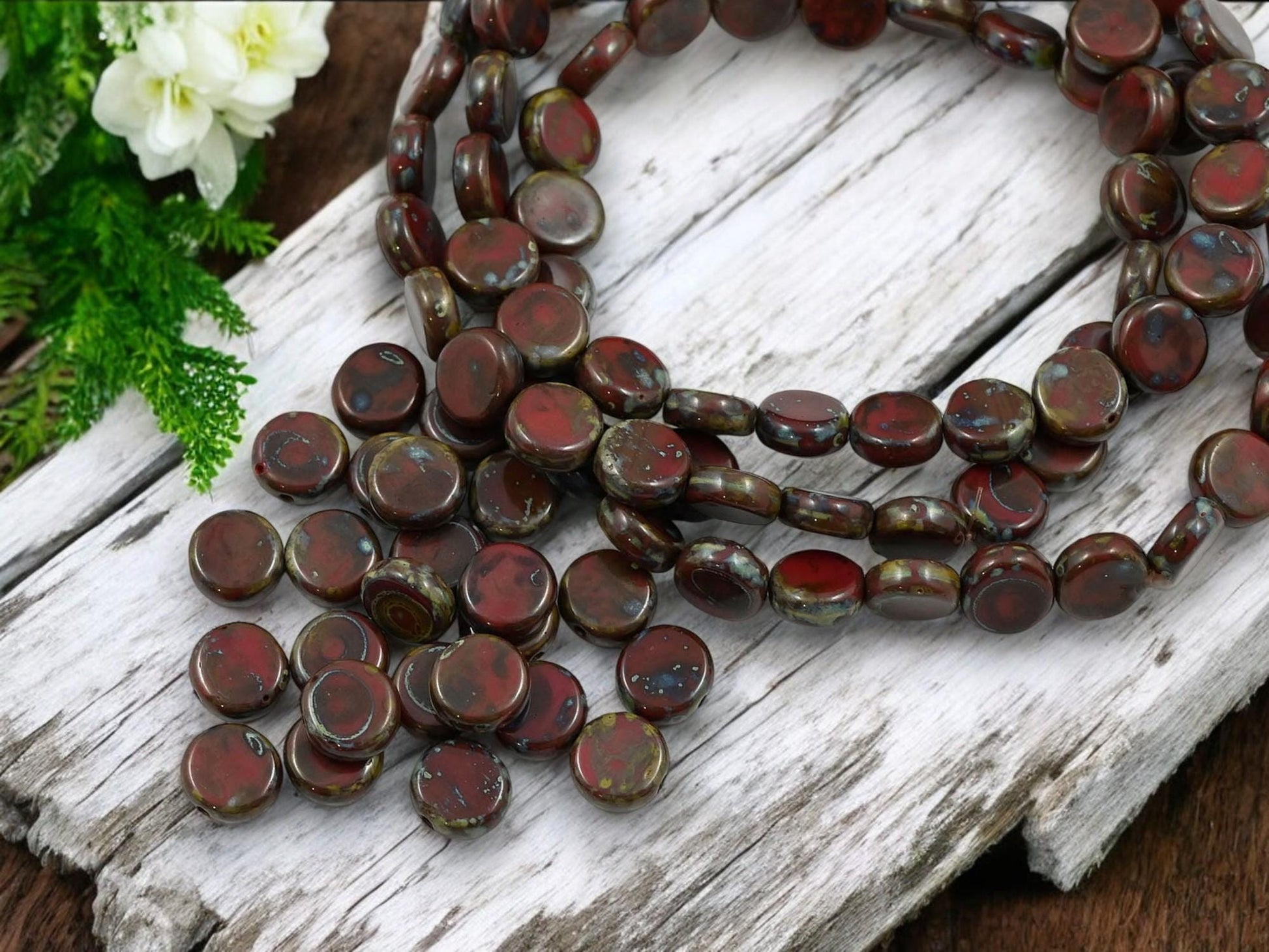 Picasso Beads - Czech Glass Beads - Old Stock Beads - Travertine Beads - Coin Beads - 8mm - 25pcs - (2803)