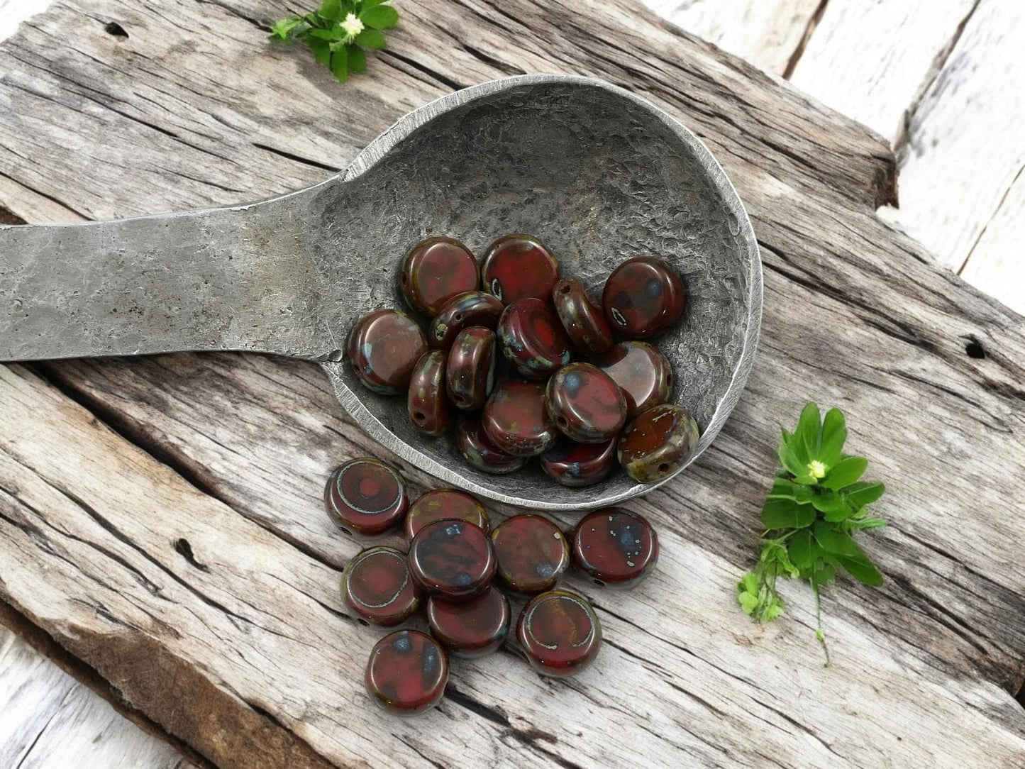 Picasso Beads - Czech Glass Beads - Old Stock Beads - Travertine Beads - Coin Beads - 8mm - 25pcs - (2803)